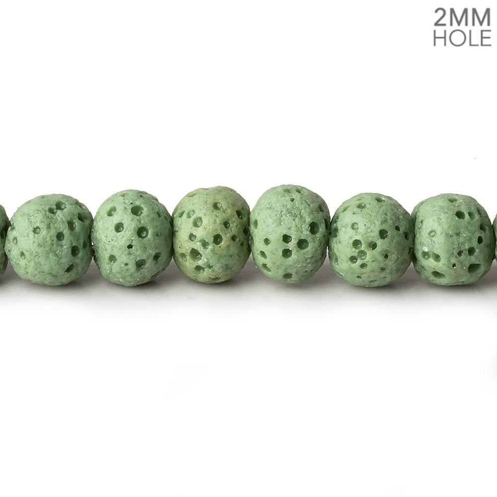 6mm Grass Green Lava Rock plain rounds 16 inch 64 beads - The Bead Traders