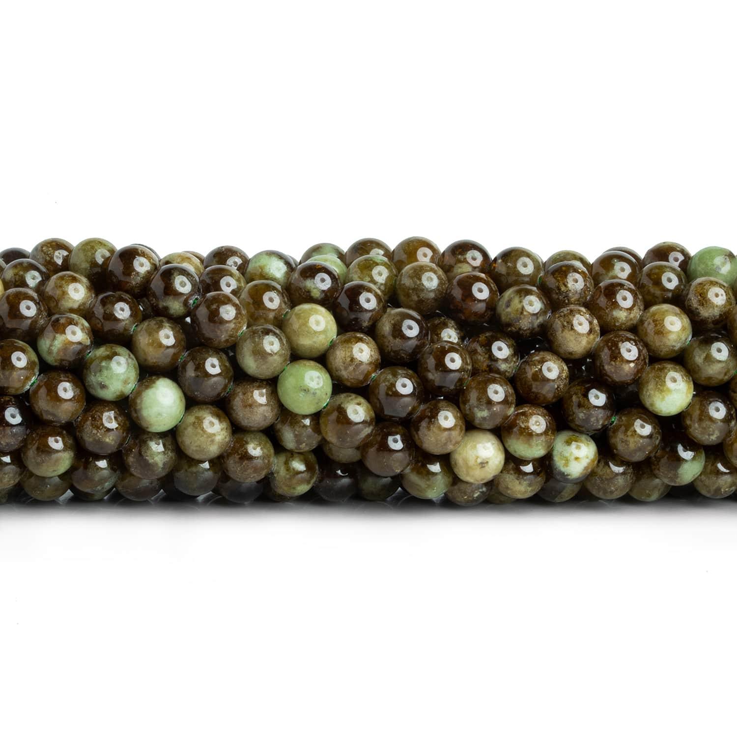 6mm Green Grossular Garnet Rounds 15 inch 63 beads - The Bead Traders