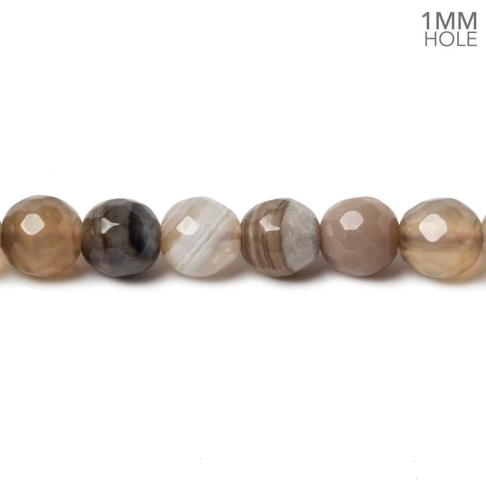 6mm Grey & Cream Banded Agate faceted rounds 14.5 inch 60 beads - The Bead Traders