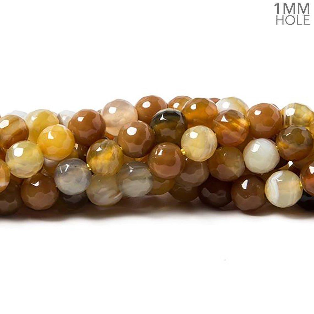 6mm Honey Banded Agate faceted round beads 14.25 inch 61 pieces - The Bead Traders