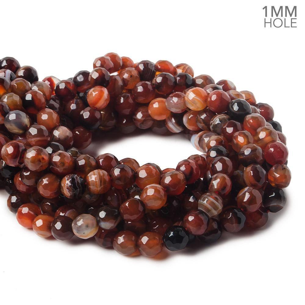 6mm Honey Browns Banded Agate faceted round beads 14 inch 60 pieces - The Bead Traders