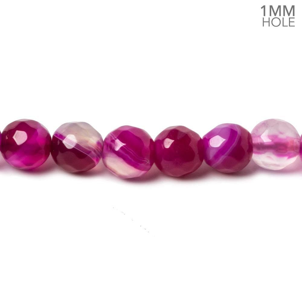 6mm Hot Pink Banded Agate faceted rounds 14.5 inch 60 beads - The Bead Traders