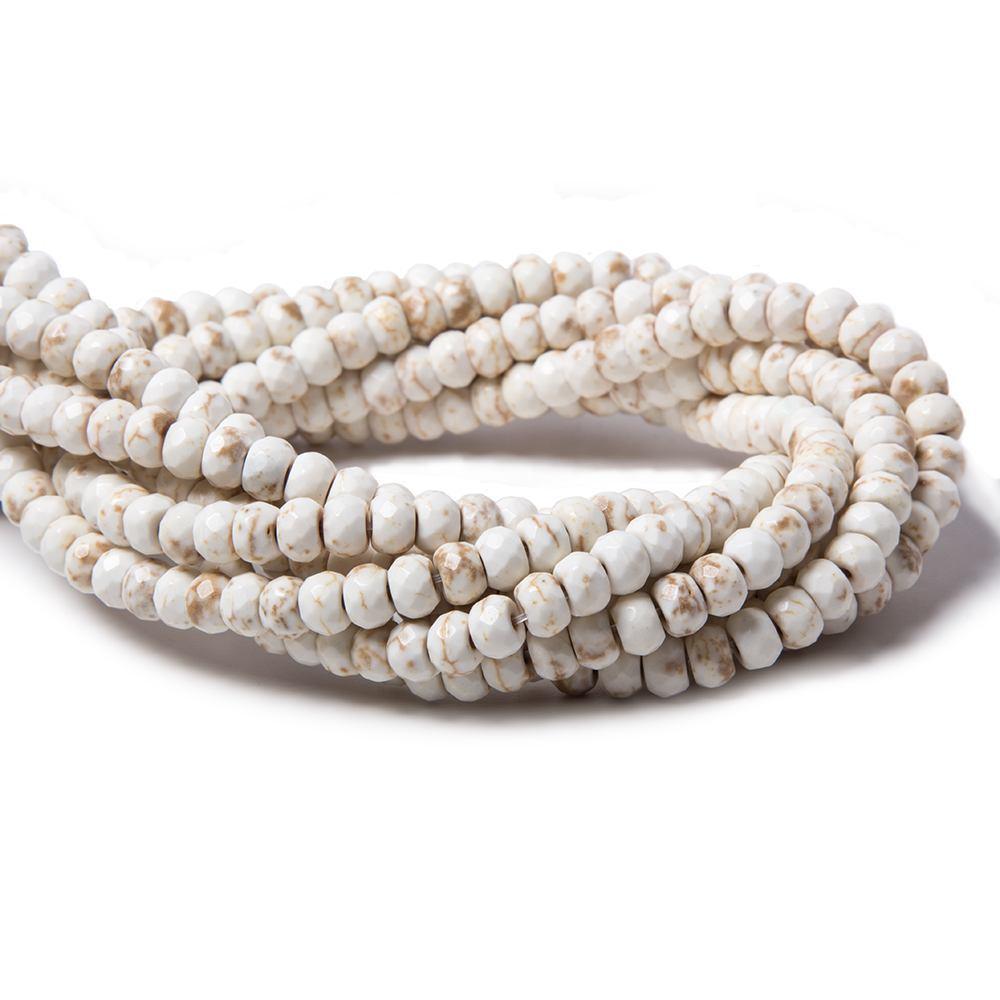 6mm Howlite faceted rondelle beads 15 inch 99 pieces - The Bead Traders