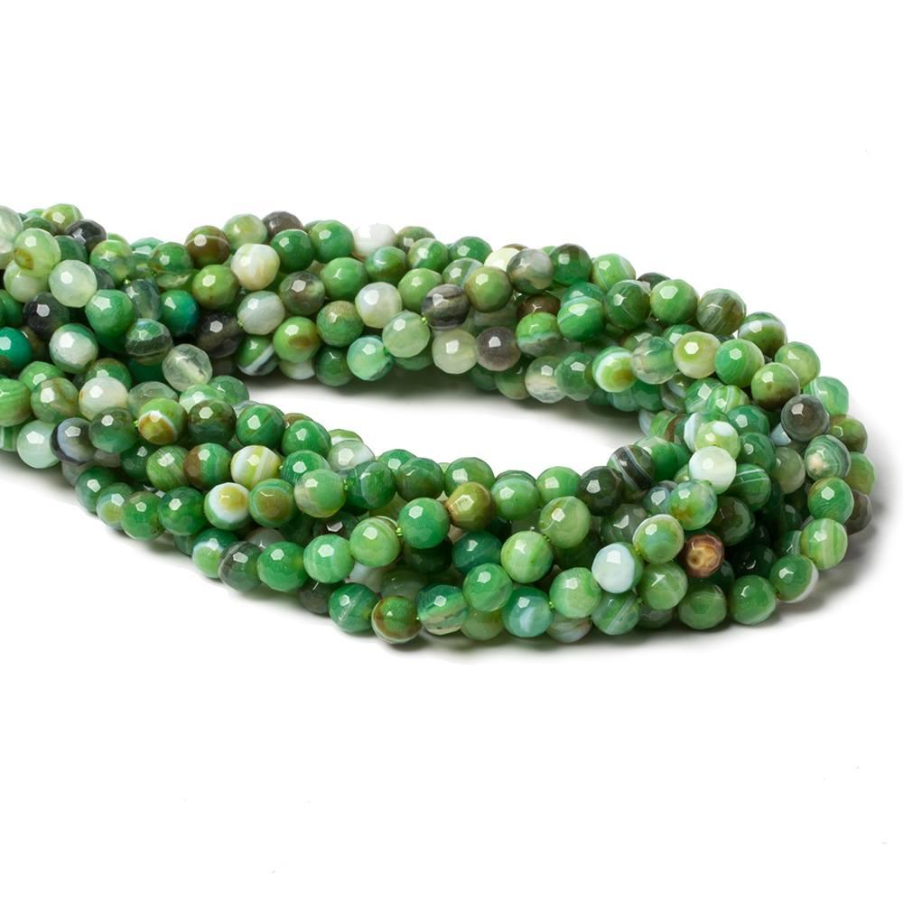 6mm Irish Greens Banded Agate faceted rounds 14.5 inch 60 beads - The Bead Traders