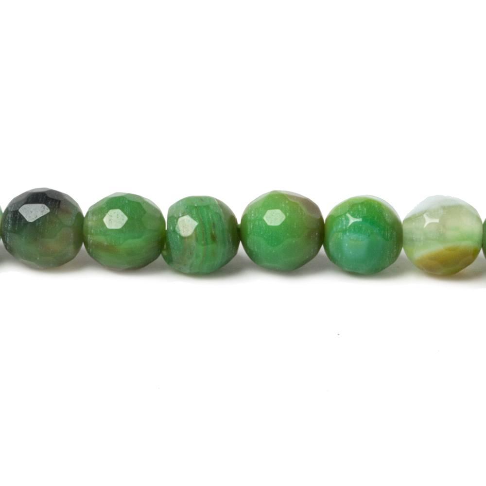 6mm Irish Greens Banded Agate faceted rounds 14.5 inch 60 beads - The Bead Traders