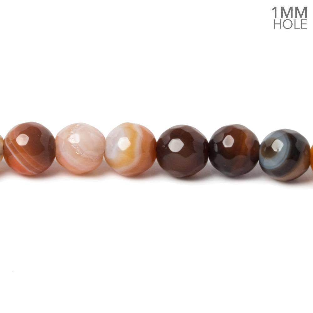 6mm Mahogony Brown Banded Agate faceted rounds 14.5 inch 60 beads - The Bead Traders