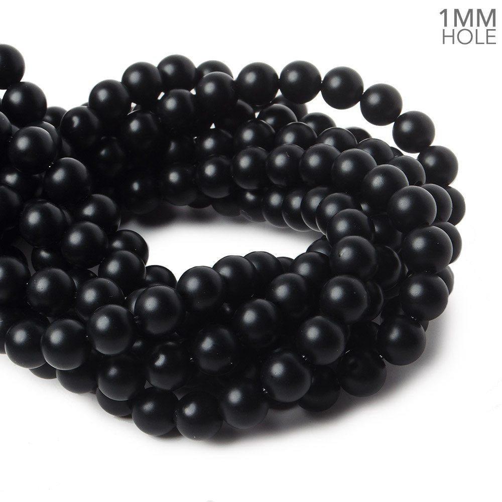 6mm Matte Black Onyx plain round beads 15.5 inch 65 pieces - The Bead Traders
