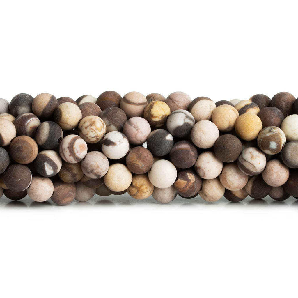 6mm Matte Brown Zebra Jasper Plain Rounds 15 inch 60 beads - The Bead Traders