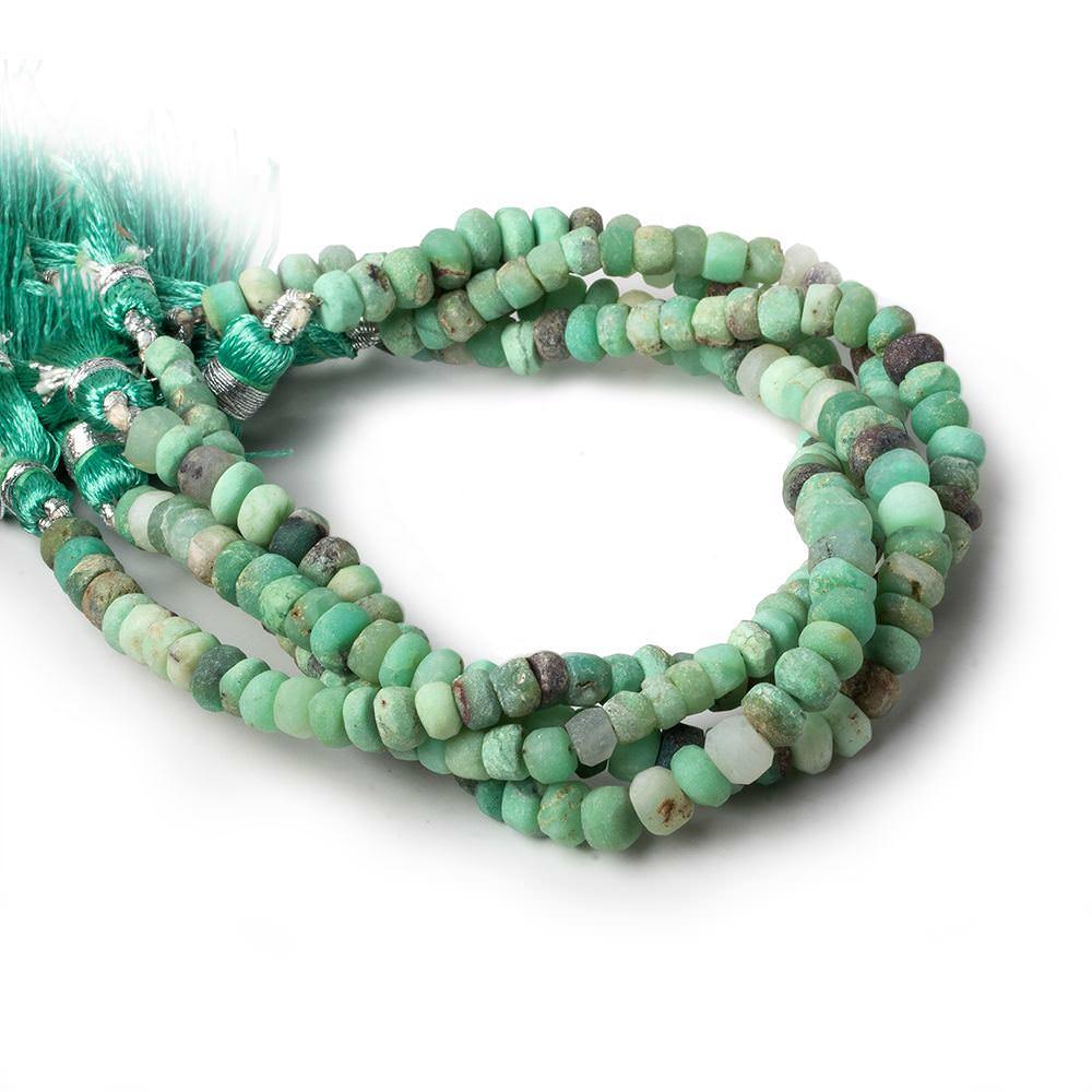 6mm Matte Chrysoprase & Matrix plain rondelles 7.5 inch 53 beads A - The Bead Traders