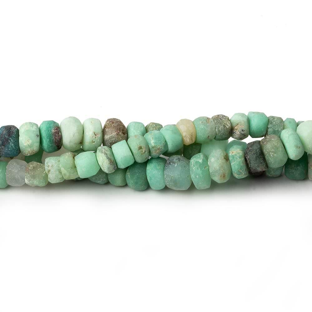 6mm Matte Chrysoprase & Matrix plain rondelles 7.5 inch 53 beads A - The Bead Traders