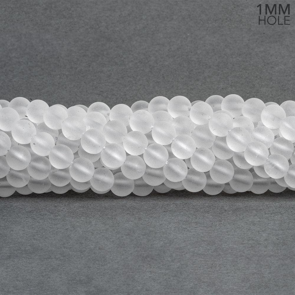 6mm Matte Crystal Quartz Plain Round Beads 15 inch 60 pieces - The Bead Traders