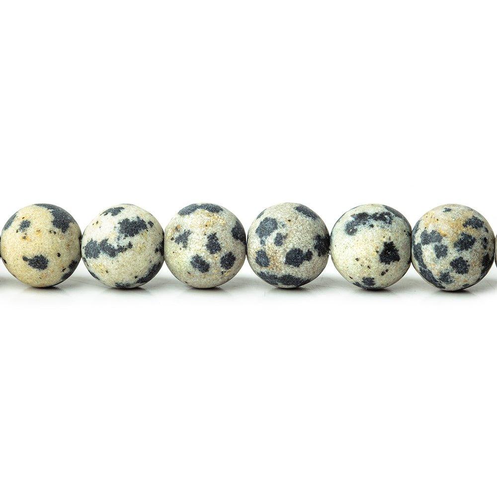 6mm Matte Dalmation Jasper plain rounds Large 1mm Hole 15 inch 63 beads - The Bead Traders