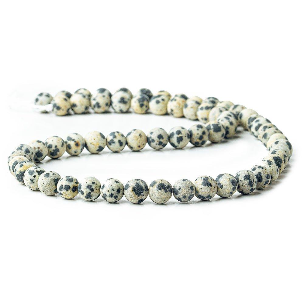6mm Matte Dalmation Jasper plain rounds Large 1mm Hole 15 inch 63 beads - The Bead Traders