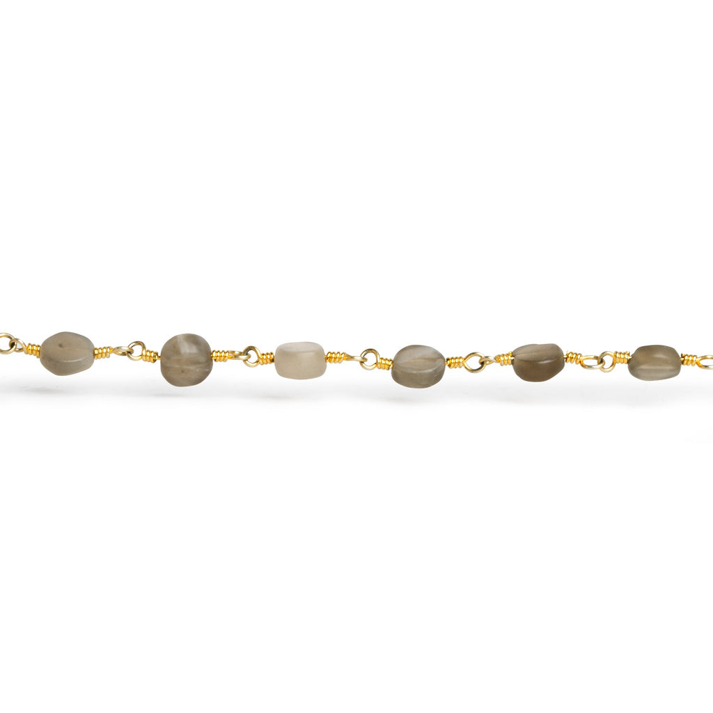 6mm Matte Multi Moonstone Coin Gold Chain 24 beads - The Bead Traders