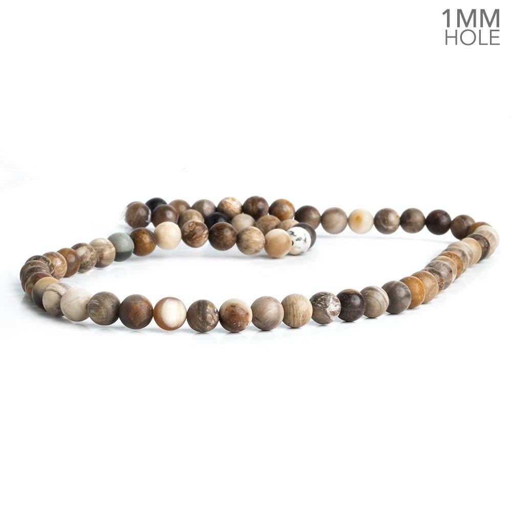 6mm Matte Petrified Wood Jasper Plain Round Beads 15.5 inch 63 pieces - The Bead Traders