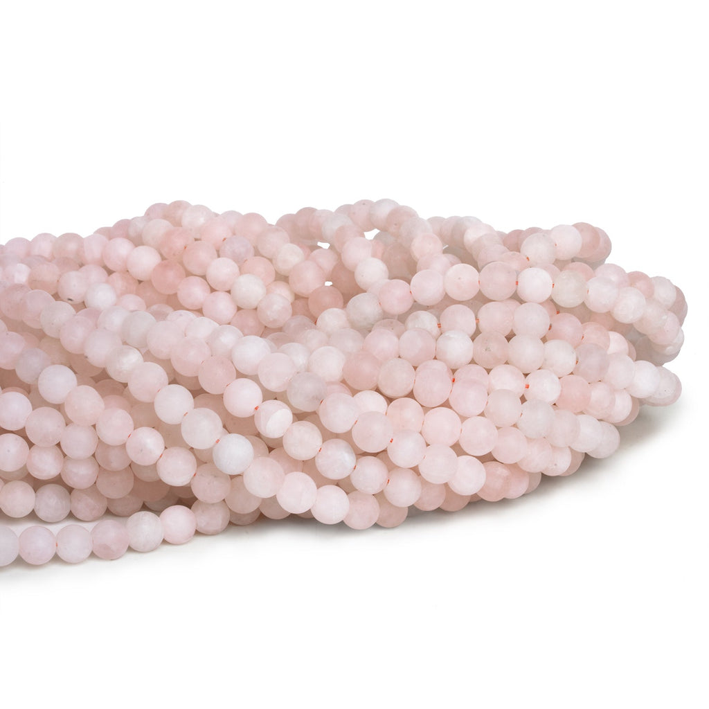 6mm Matte Rose Quartz Rounds 15 inch 65 beads - The Bead Traders