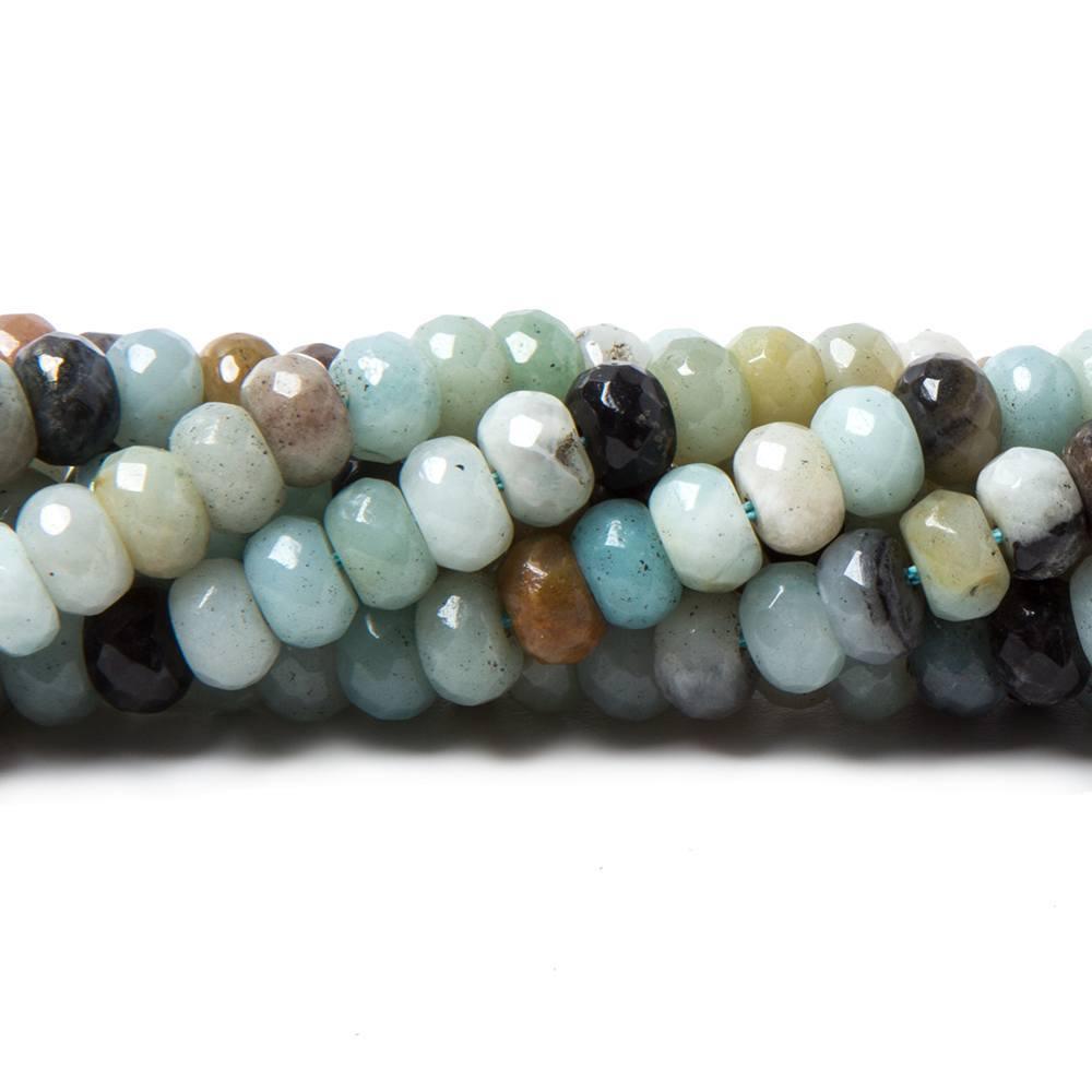 6mm Multi Color Amazonite faceted rondelle Beads 15 inch 98 pieces - The Bead Traders