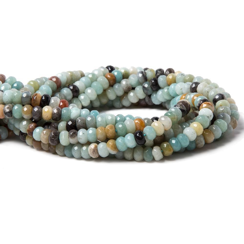 6mm Multi Color Amazonite faceted rondelle Beads 15 inch 98 pieces - The Bead Traders