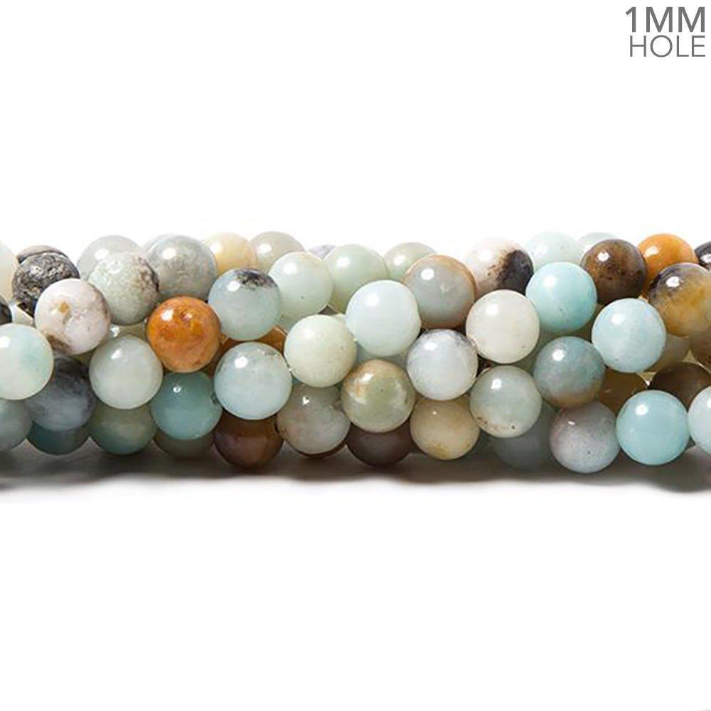 6mm Multi Color Amazonite plain round beads 15 inch 60 pieces - The Bead Traders