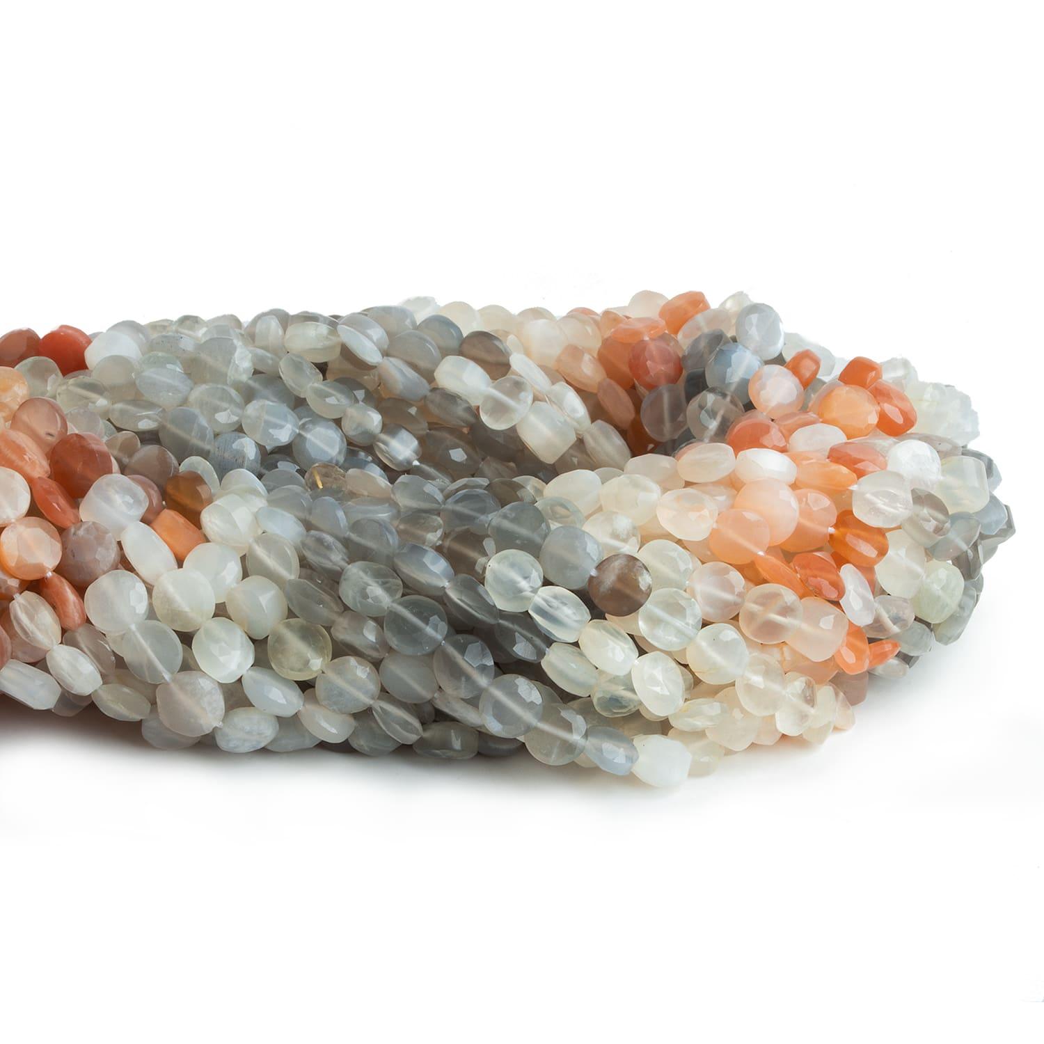 6mm Multi Color Moonstone Coins 14 inch 60 beads - The Bead Traders