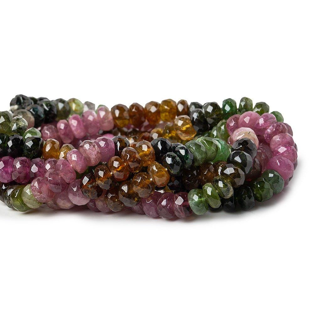 6mm Multi Color Tourmaline Beads Faceted Rondelles 15 inch 105 beads - The Bead Traders