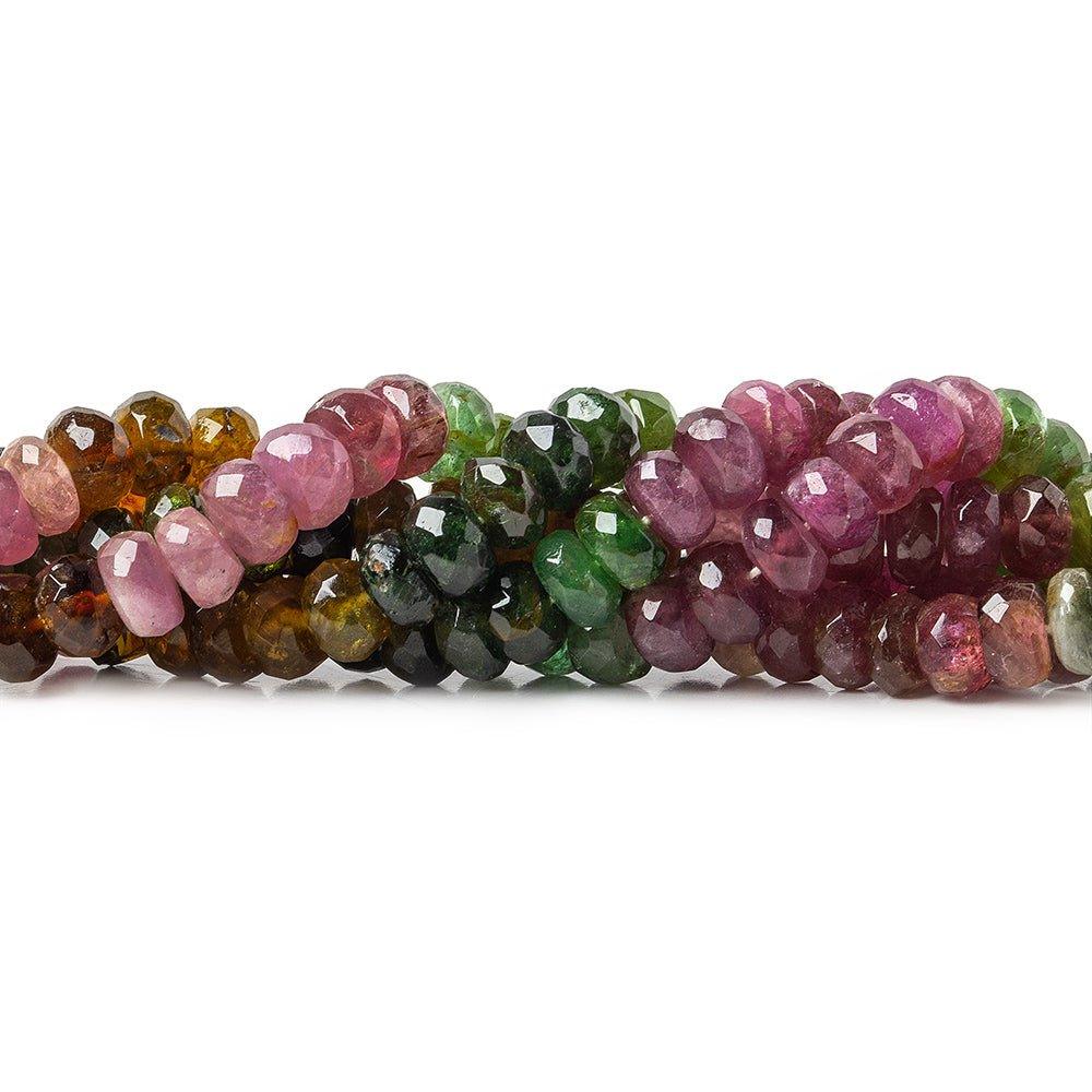 6mm Multi Color Tourmaline Beads Faceted Rondelles 15 inch 105 beads - The Bead Traders