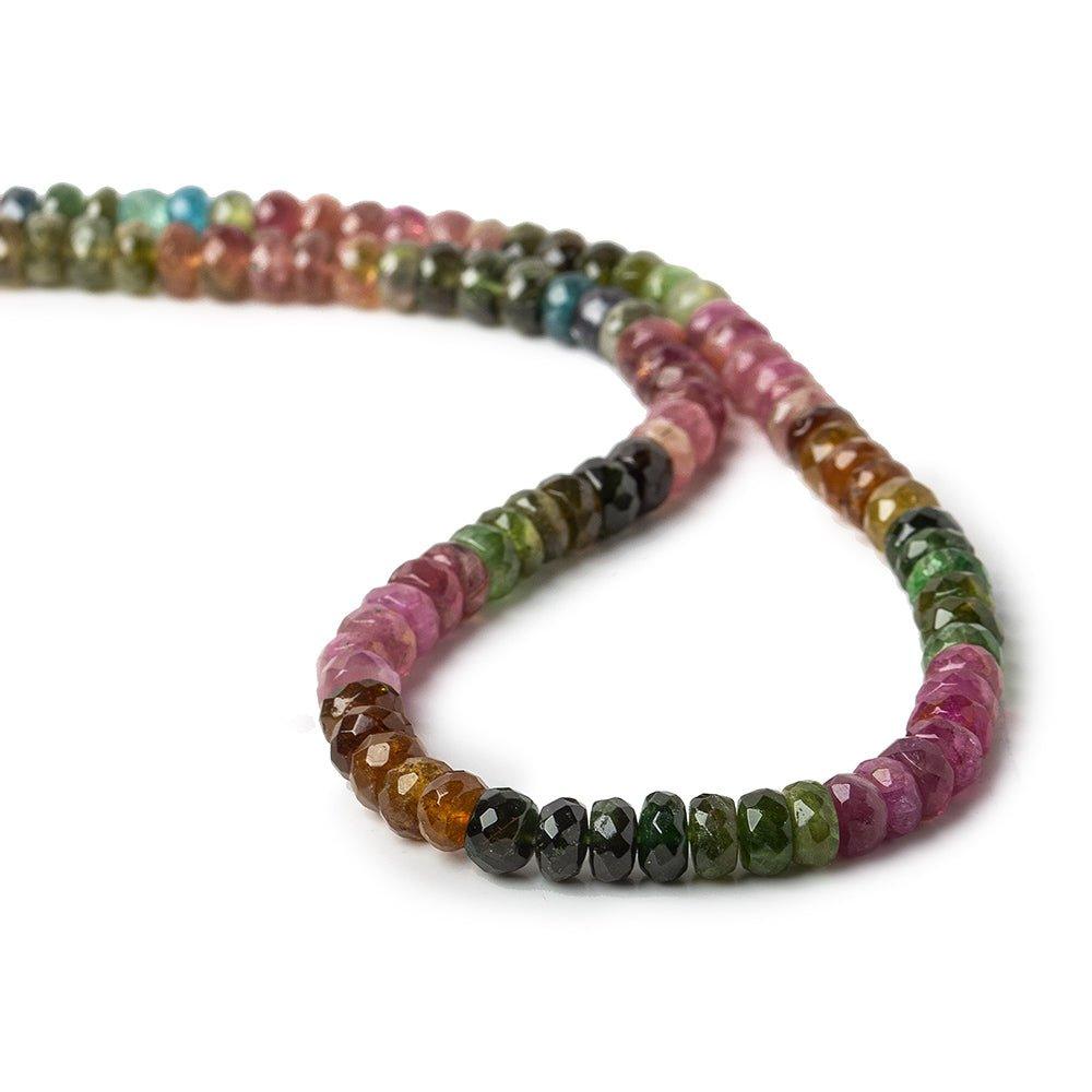 6mm Multi Color Tourmaline Beads Faceted Rondelles 15 inch 105 beads - The Bead Traders