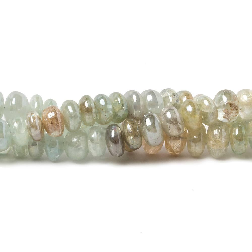 6mm Mystic Multi Beryl plain rondelle beads 8 inch 53 pieces - The Bead Traders