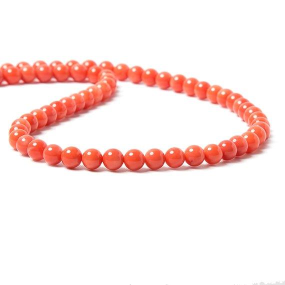 6mm Orange Coral plain round beads 15 inch 60 pieces - The Bead Traders
