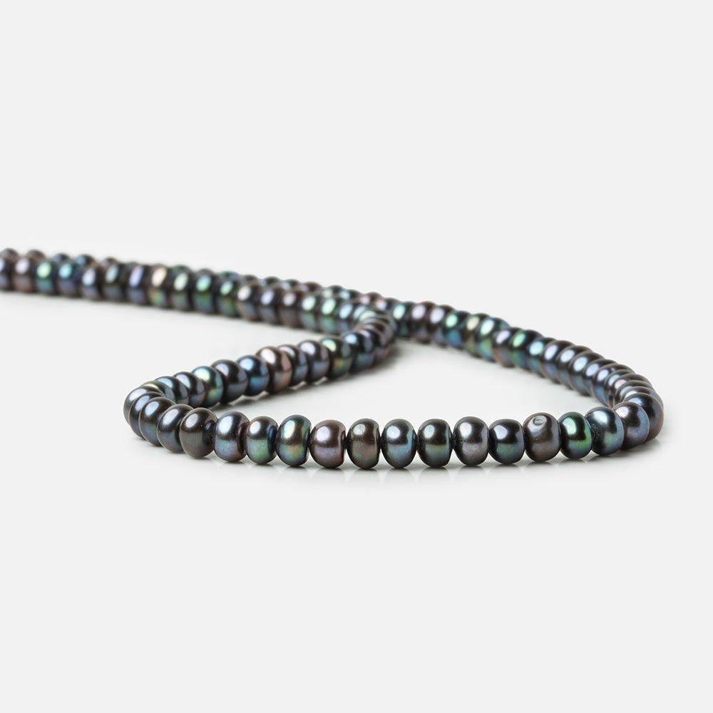 6mm Peacock Center Drilled Button Freshwater Pearl 15.5 inch 90 pieces - The Bead Traders