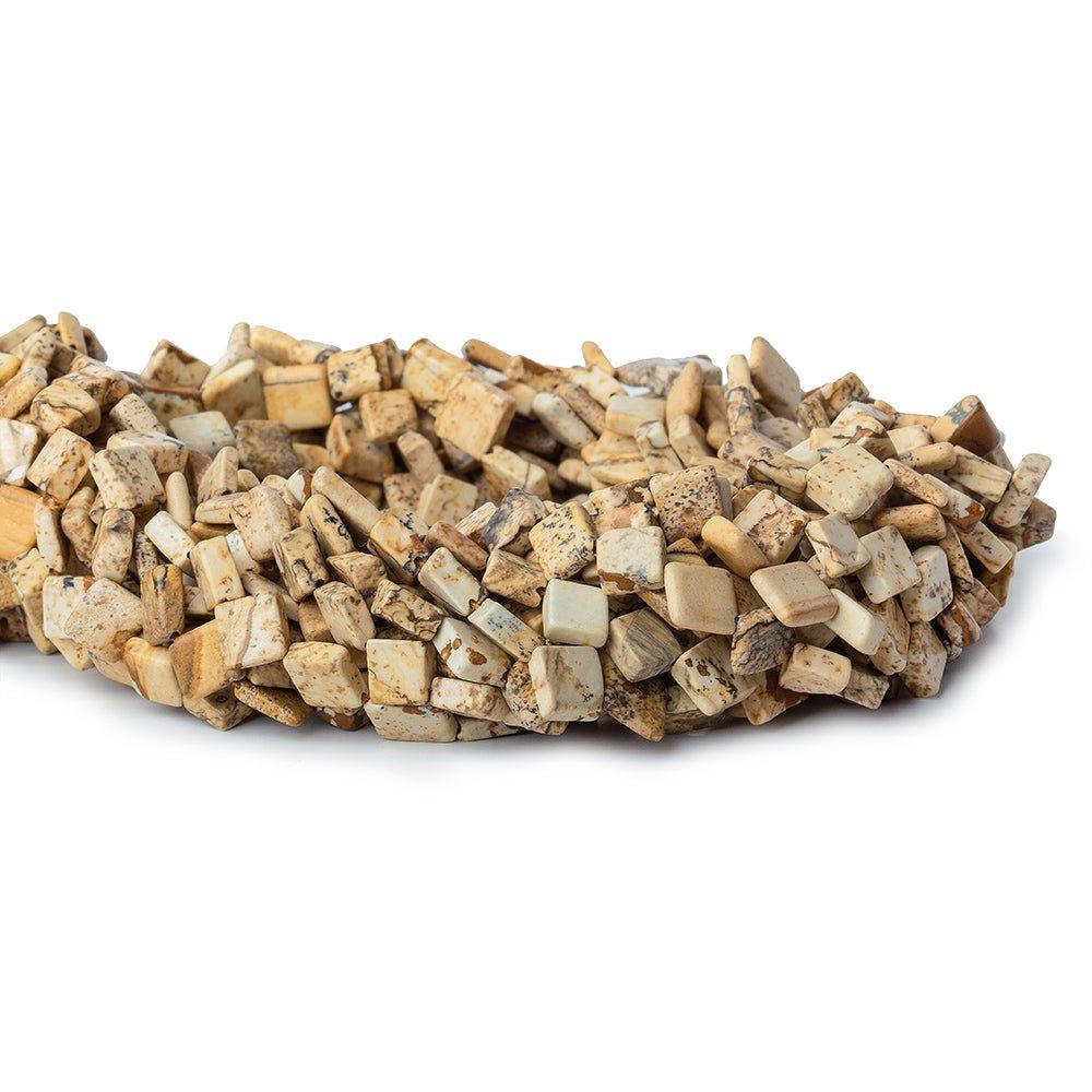 6mm Picture Jasper Corner Drilled Square Beads, 14 inch - The Bead Traders