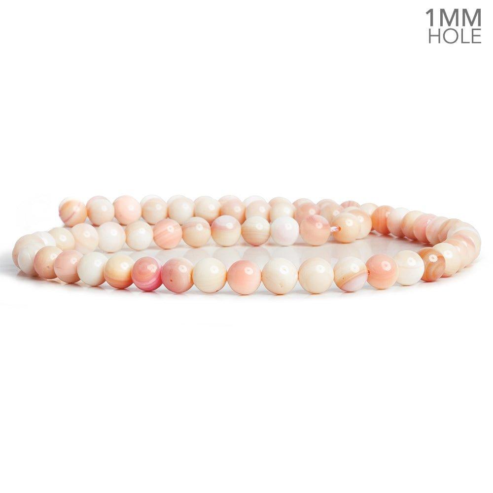 6mm Pink Conch Shell Plain Round Beads 16 inch 65 pieces - The Bead Traders