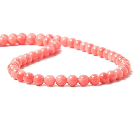 6mm Pink Coral plain round beads 15 inch 60 pieces - The Bead Traders