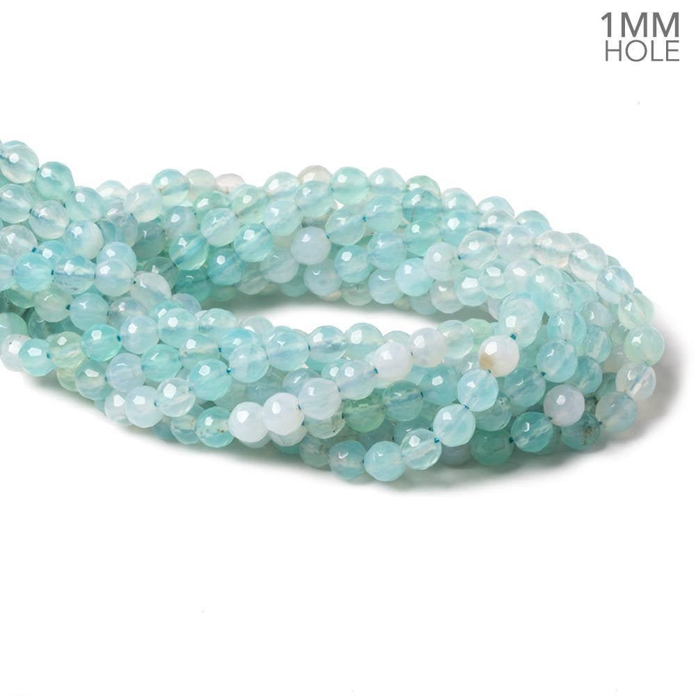 6mm Pool Blue Agate faceted rounds 14.5 inch 60 beads - The Bead Traders