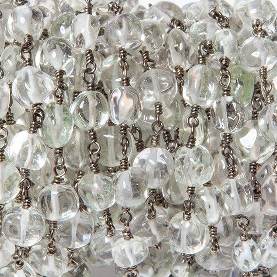 6mm Prasiolite plain coin Black Gold Filled Chain by the foot - The Bead Traders