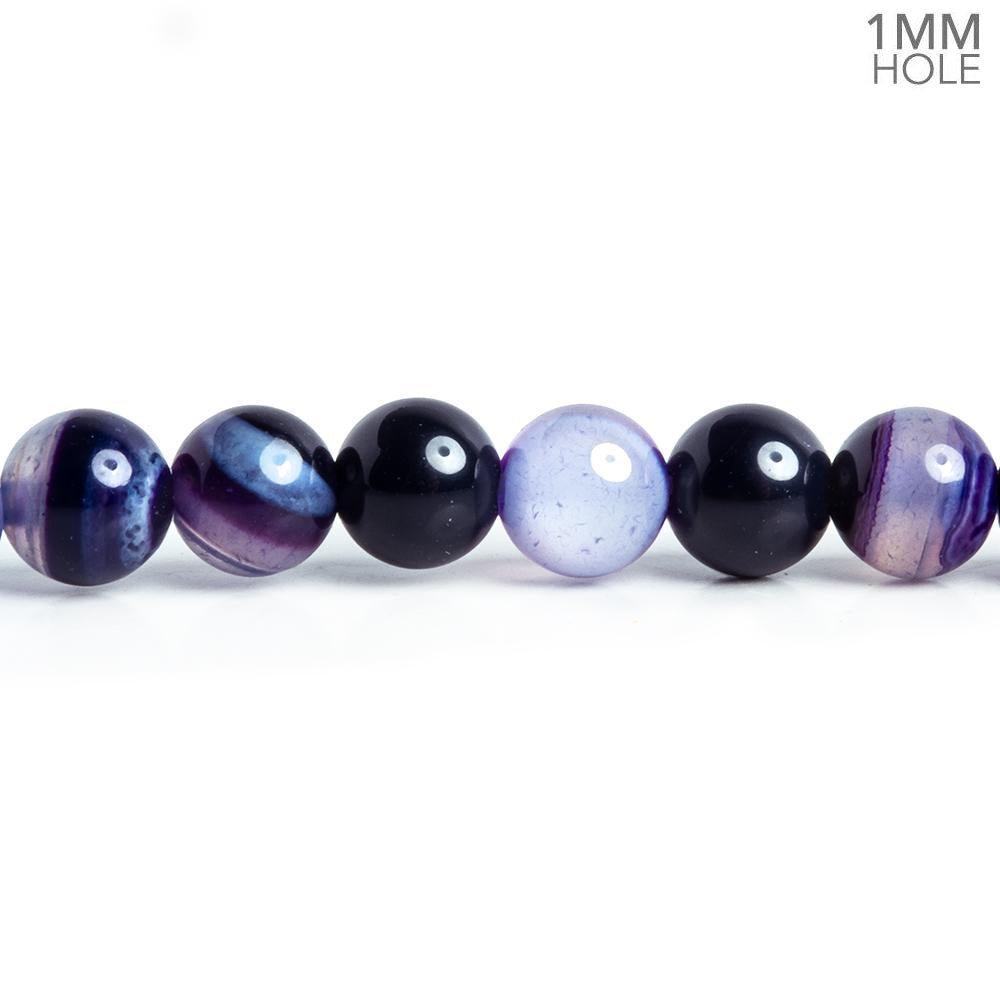 6mm Purple Banded Agate Plain Round Beads 15 inch 68 pieces - The Bead Traders