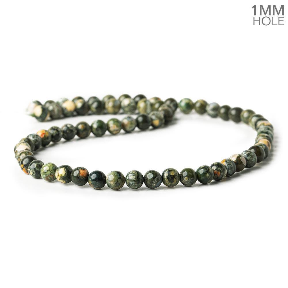 6mm Rhyolite Plain Round 1mm drill hole beads 15.5 inch 66 pieces - The Bead Traders