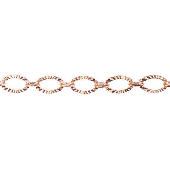 6mm Rose Gold plated Corrugated Oval Link Chain sold by the foot - The Bead Traders