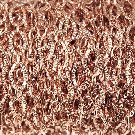 6mm Rose Gold plated Corrugated Oval Link Chain sold by the foot - The Bead Traders