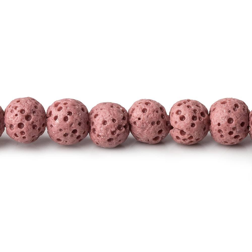 6mm Rose Pink Lava Rock plain rounds 16 inch 64 beads - The Bead Traders