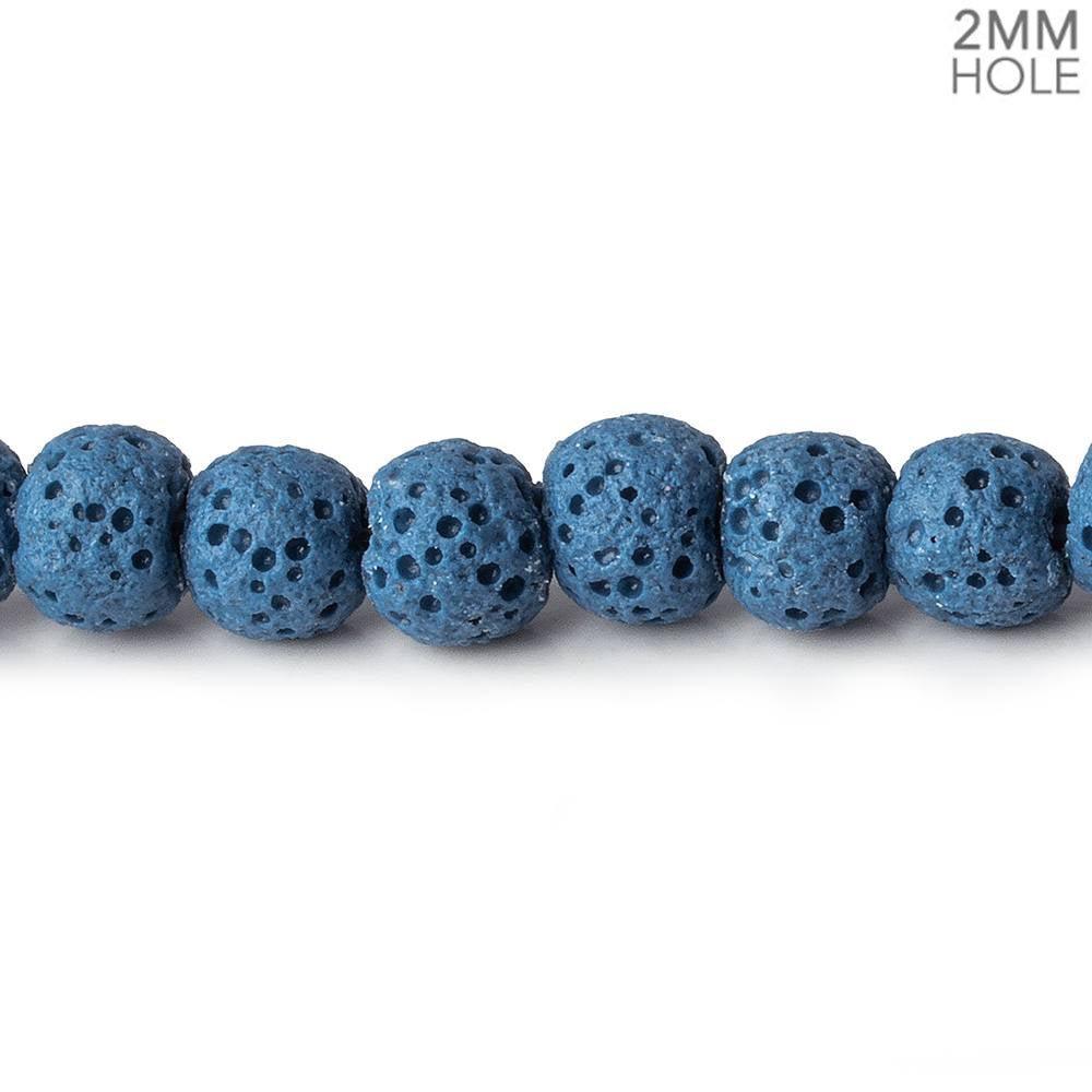 6mm Royal Blue Lava Rock plain rounds 16 inch 64 beads - The Bead Traders