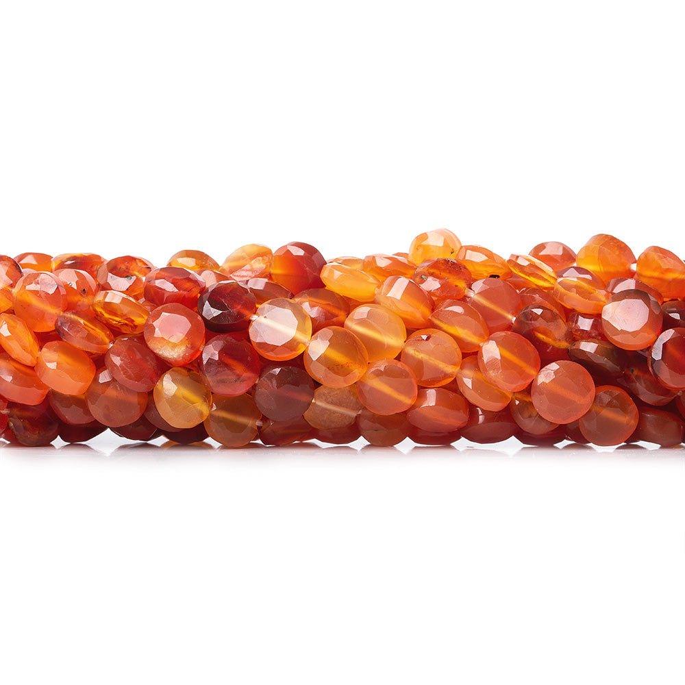 6mm Shaded Carnelian Faceted Coin Beads 13 inches 57 beads - The Bead Traders