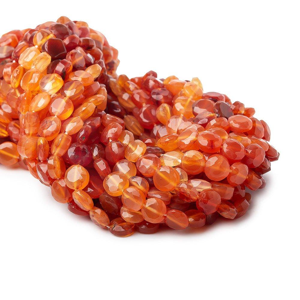 6mm Shaded Carnelian Faceted Coin Beads 13 inches 57 beads - The Bead Traders