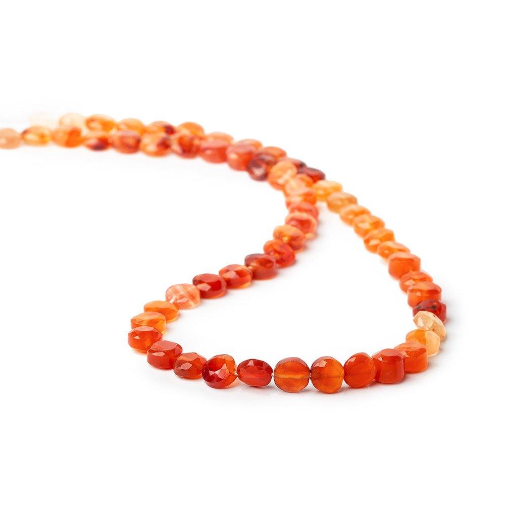 6mm Shaded Carnelian Faceted Coin Beads 13 inches 57 beads - The Bead Traders