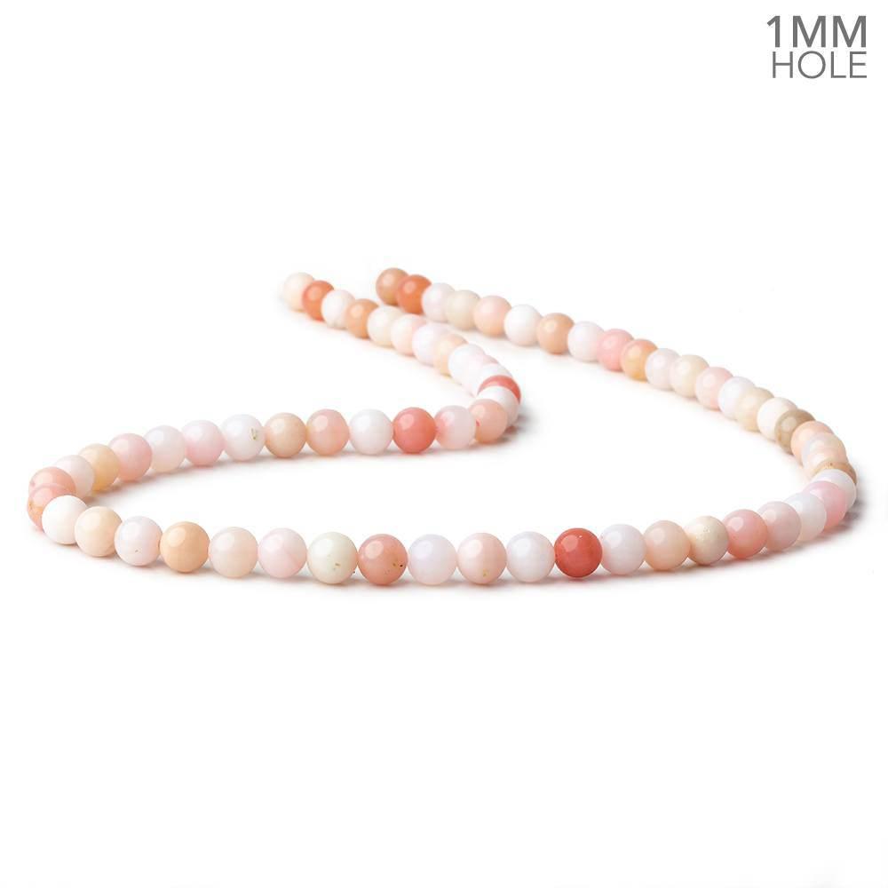 6mm Shaded Pink Peruvian Opal plain round large hole beads 16 inch 68pcs - The Bead Traders