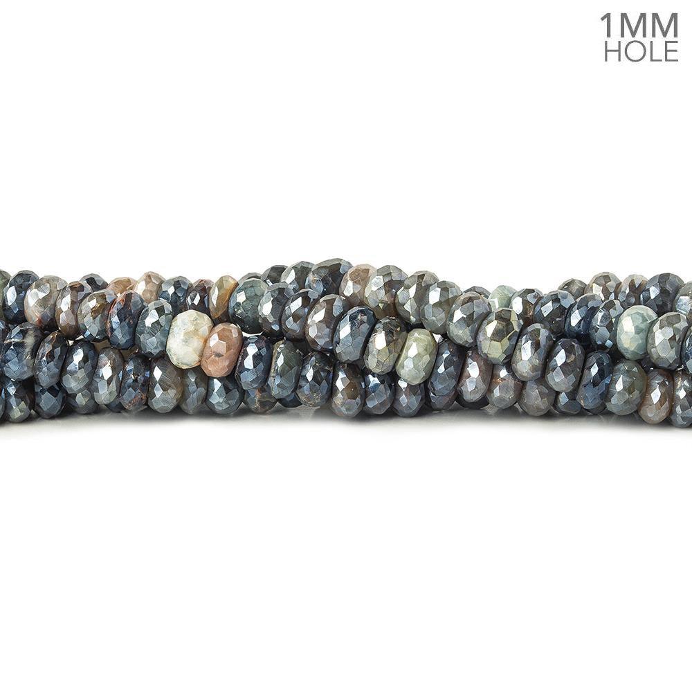 6mm Silver Metallic Multi Quartz faceted rondelles 7.5 inch 52 - The Bead Traders