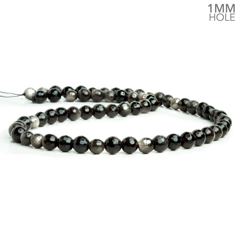6mm Silver Obsidian Faceted Round Beads 15 inch 60 pieces - The Bead Traders