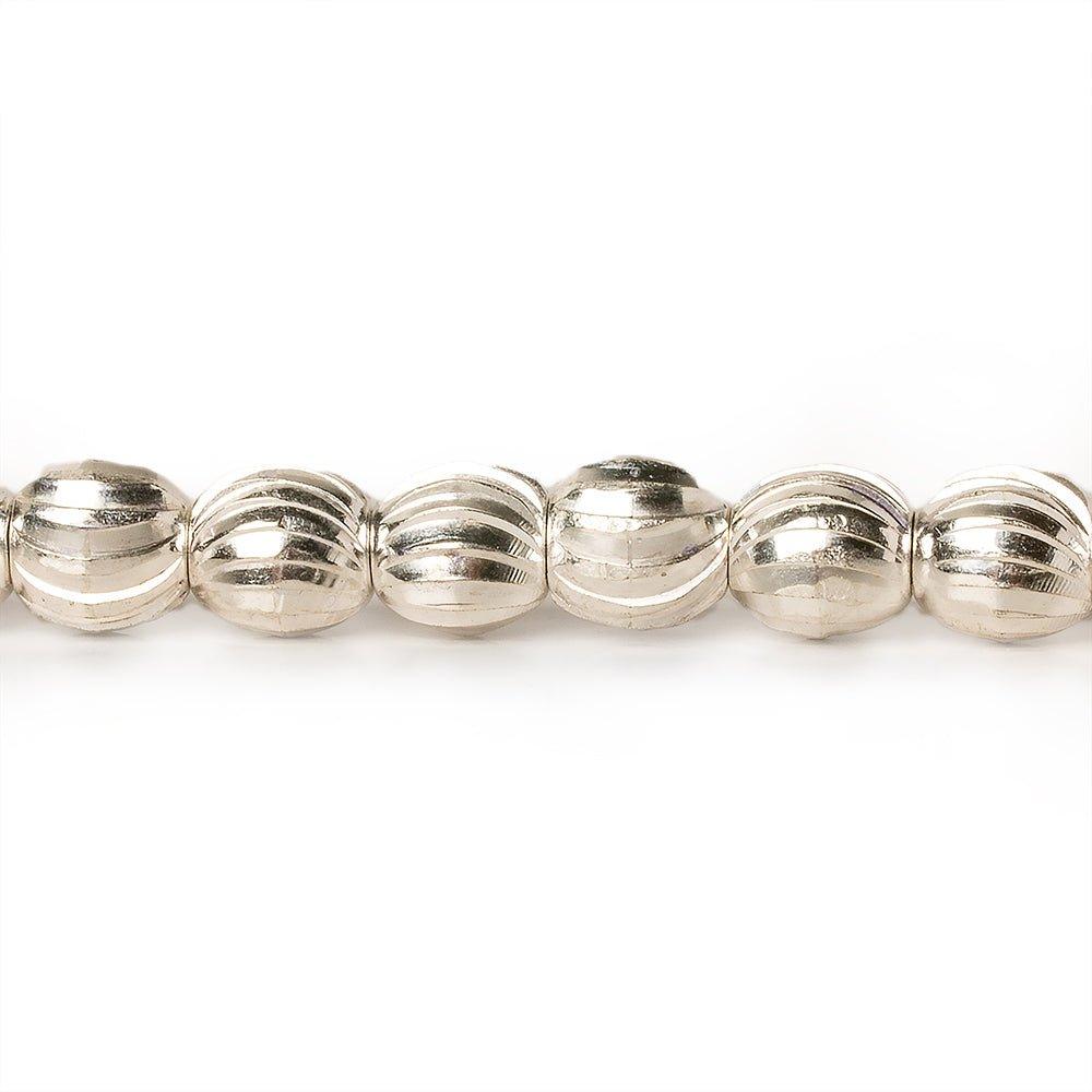 6mm Sterling Silver Plated Brass Curved Groove Oval Beads, 8 inch - The Bead Traders