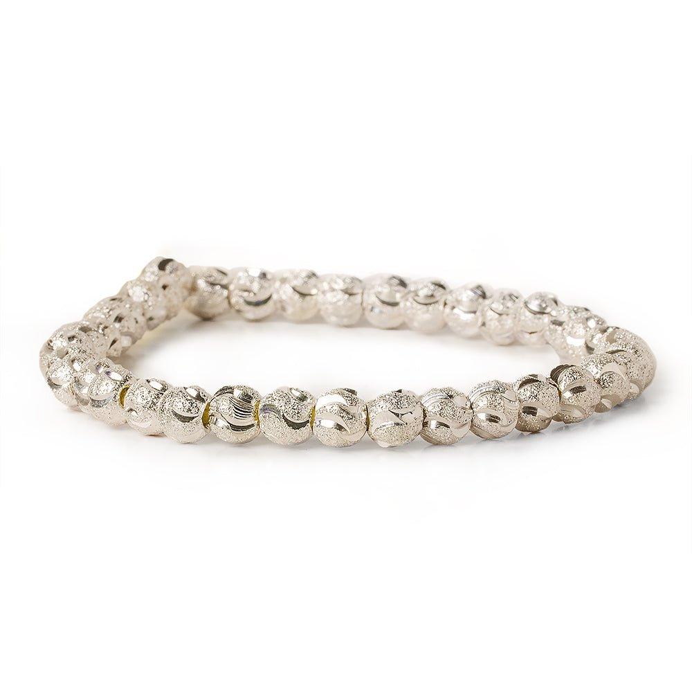 6mm Sterling Silver Plated Brass Stardust Half Moons Round Beads, 8 inch - The Bead Traders