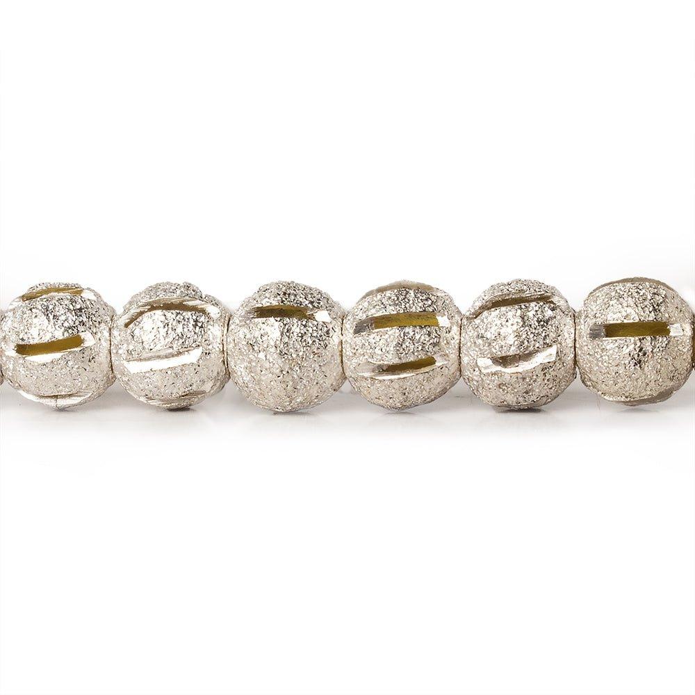 6mm Sterling Silver Plated Brass Stardust Stripe Round Beads, 8 inch - The Bead Traders